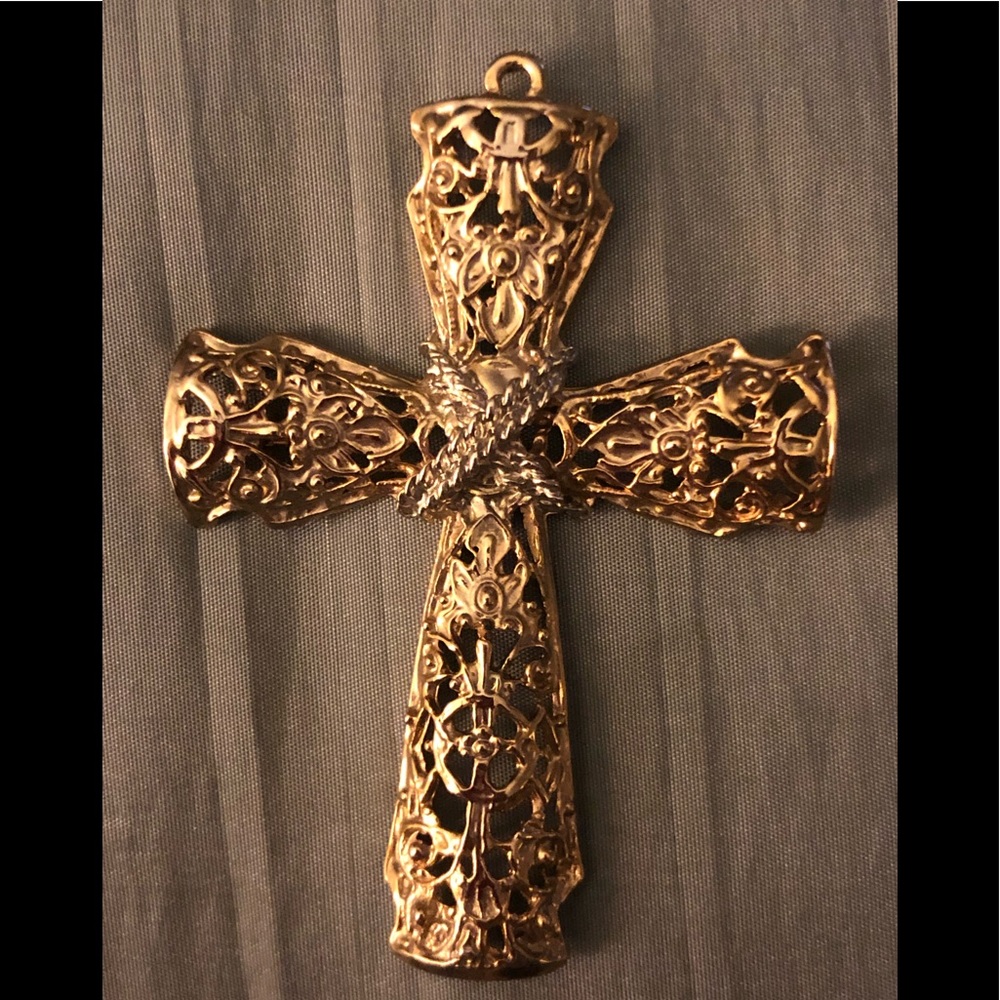 LARGE CROSS VINTAGE BROOCH OR PENDANT FOR NECKLACE